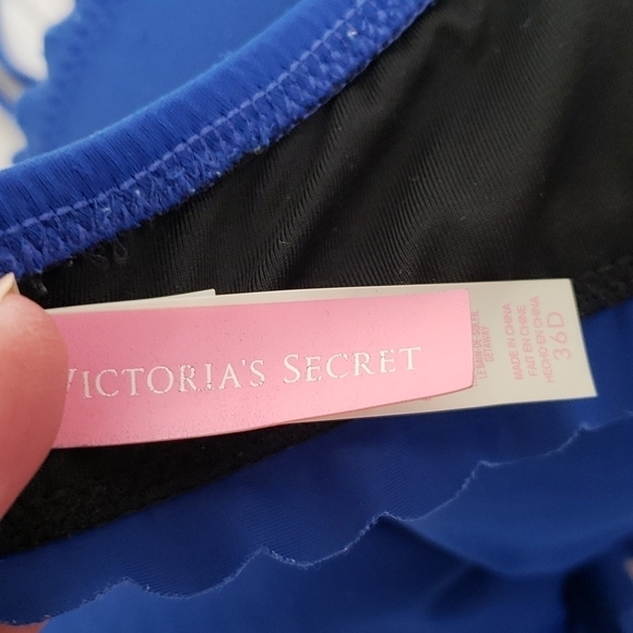 VICTORIA'S Secret Royal Blue Scalloped Edge Bikini Underwire Top Only 36D EUC - Picture 5 of 8